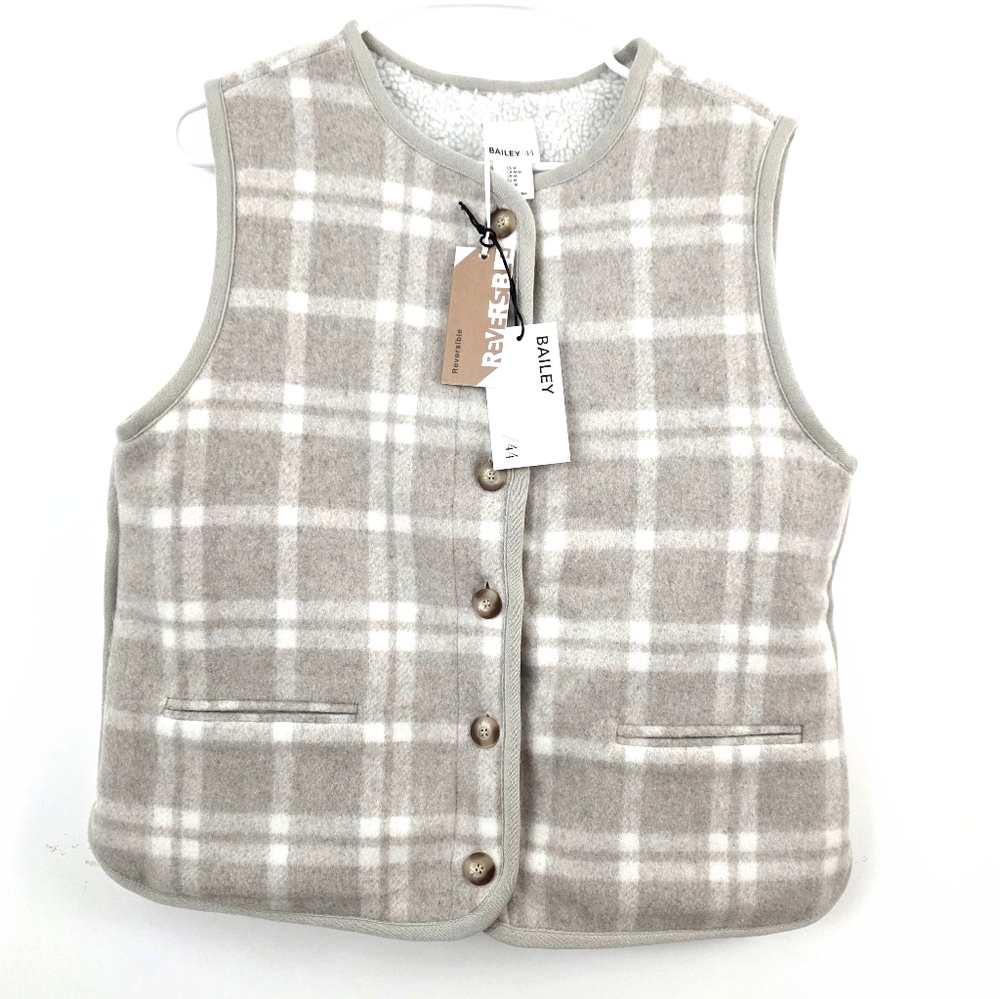NWT BAILEY 44 Plaid Reversible Sherpa Fleece Interior Medium Layer Button Warm